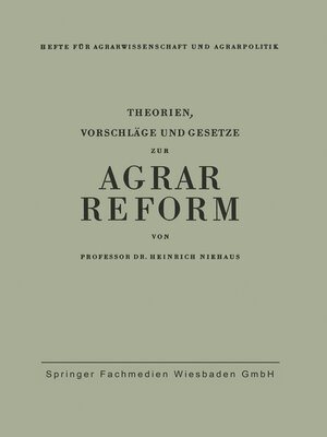 cover image of Theorien, Vorschläge und Gesetze zur Agrarreform